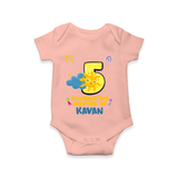 Celebrate The 5th Month Birthday Custom Romper, Personalized with your Little one's name - PEACH - 0 - 3 Months Old (Chest 16")