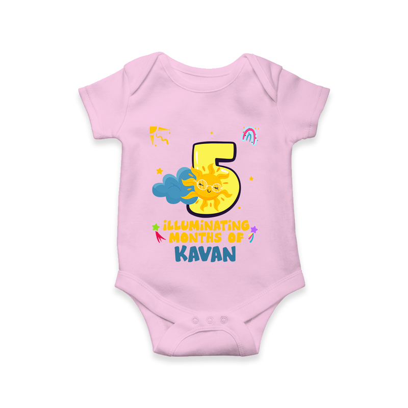 Celebrate The 5th Month Birthday Custom Romper, Personalized with your Little one's name - PINK - 0 - 3 Months Old (Chest 16")