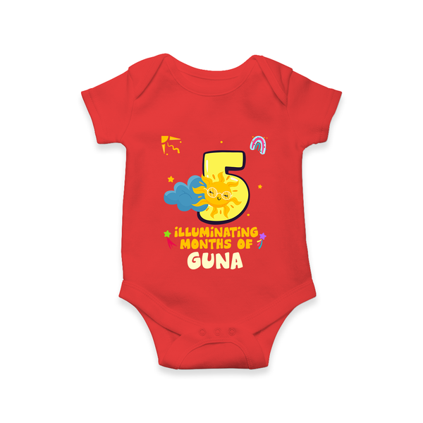 5th Month Baby Outfit | Personalized Romper/Onesie for Newborn | Milestone Gift Idea - RED - New Born (Chest 14")