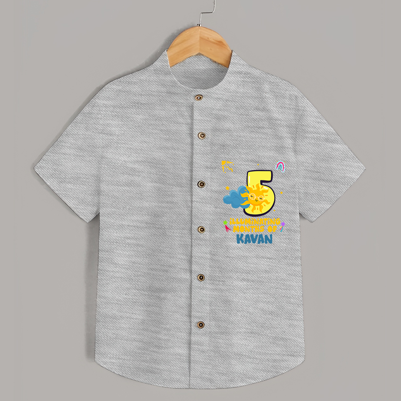 Celebrate The 5th Month Birthday Custom Shirt, Personalized with your Little one's name - GREY MELANGE - 0 - 6 Months Old (Chest 21")