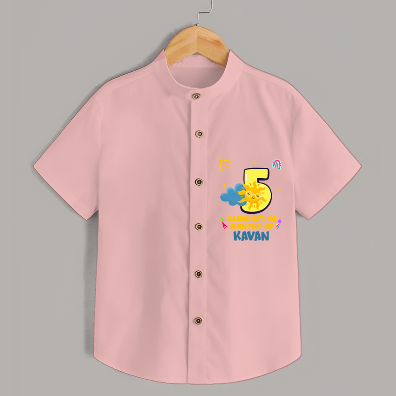 Celebrate The 5th Month Birthday Custom Shirt, Personalized with your Little one's name - PEACH - 0 - 6 Months Old (Chest 21")