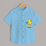 Celebrate The 5th Month Birthday Custom Shirt, Personalized with your Little one's name - SKY BLUE - 0 - 6 Months Old (Chest 21")