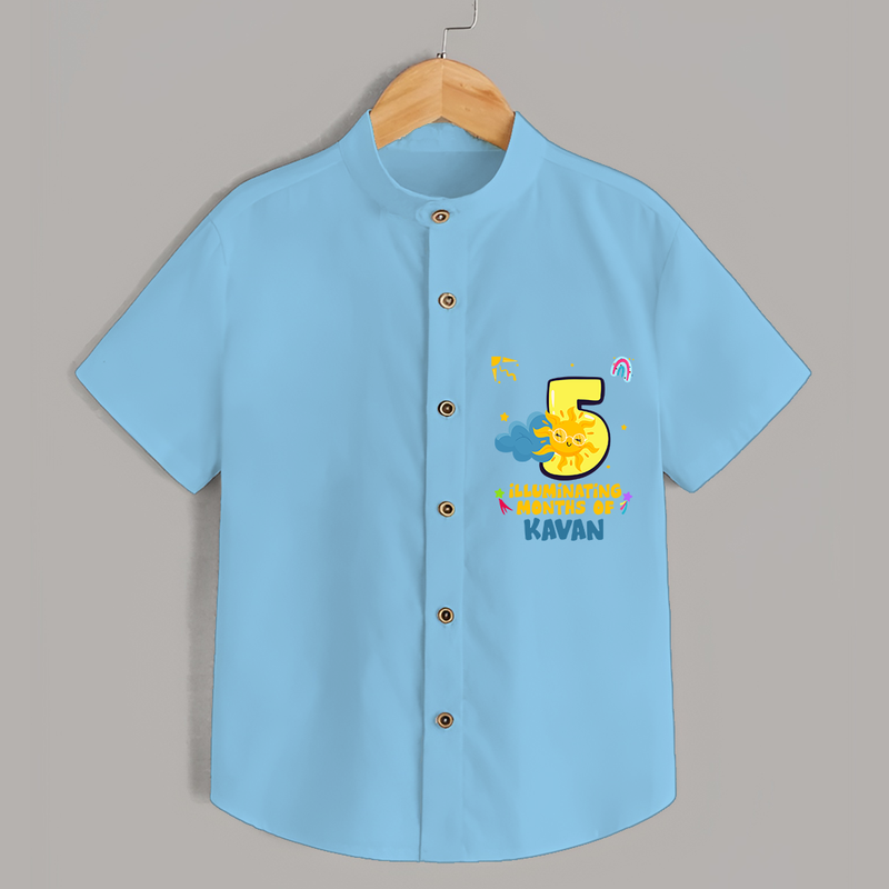 Celebrate The 5th Month Birthday Custom Shirt, Personalized with your Little one's name - SKY BLUE - 0 - 6 Months Old (Chest 21")