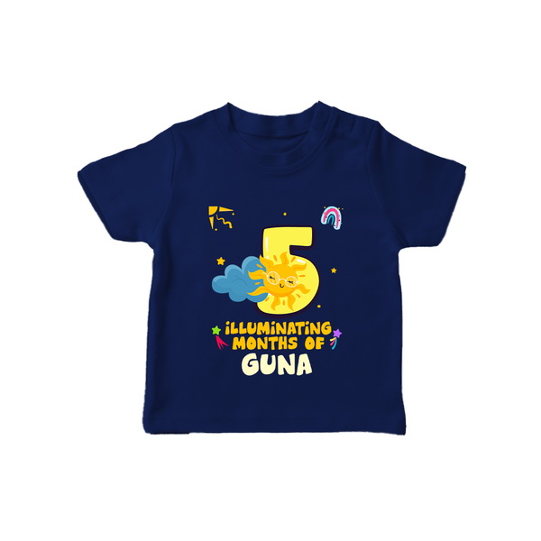 5th Month Baby Outfit | Personalized T-Shirt for Newborn | Milestone Gift Idea - NAVY BLUE - 0-5 Months Old (Chest 17")