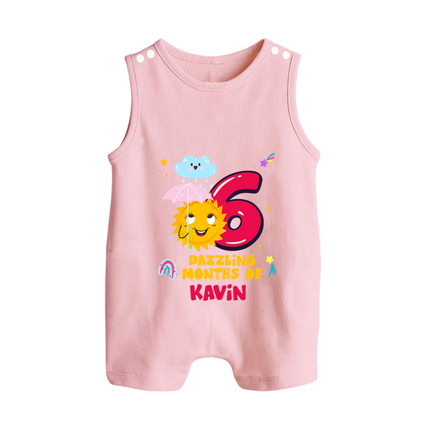 6th Month Baby Outfit | Personalized Romper Suit/ Sleeveless Romper for Newborn | Milestone Gift Idea - BABY PINK - 0 - 5 Months Old (Chest 18")