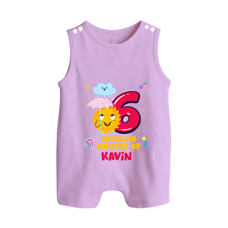 6th Month Baby Outfit | Personalized Romper Suit/ Sleeveless Romper for Newborn | Milestone Gift Idea - LILAC - 0 - 5 Months Old (Chest 18")
