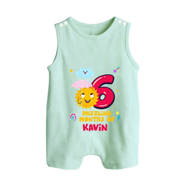 6th Month Baby Outfit | Personalized Romper Suit/ Sleeveless Romper for Newborn | Milestone Gift Idea - MINT GREEN - 0 - 5 Months Old (Chest 18")