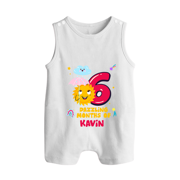 6th Month Baby Outfit | Personalized Romper Suit/ Sleeveless Romper for Newborn | Milestone Gift Idea - WHITE - 0 - 5 Months Old (Chest 18")