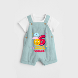 Celebrate The 6th Month Birthday Custom Dungaree set, Personalized with your Baby's name - ARCTIC BLUE - 0 - 5 Months Old (Chest 17")