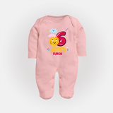 Mark Your BabyÕs 6-Month Celebration With Our Customized Baby Sleep Suit, Made For Joyful Celebrations - BABY PINK - New Born (Chest 7.5")