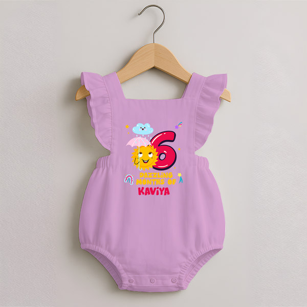 6th Month Baby Outfit | Personalized Romper Frock for Newborn | Milestone Gift Idea - BABY PINK - 0 - 3 Months Old (Chest 19")