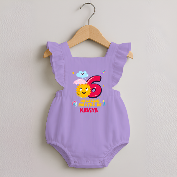 6th Month Baby Outfit | Personalized Romper Frock for Newborn | Milestone Gift Idea - LILAC - 0 - 3 Months Old (Chest 19")