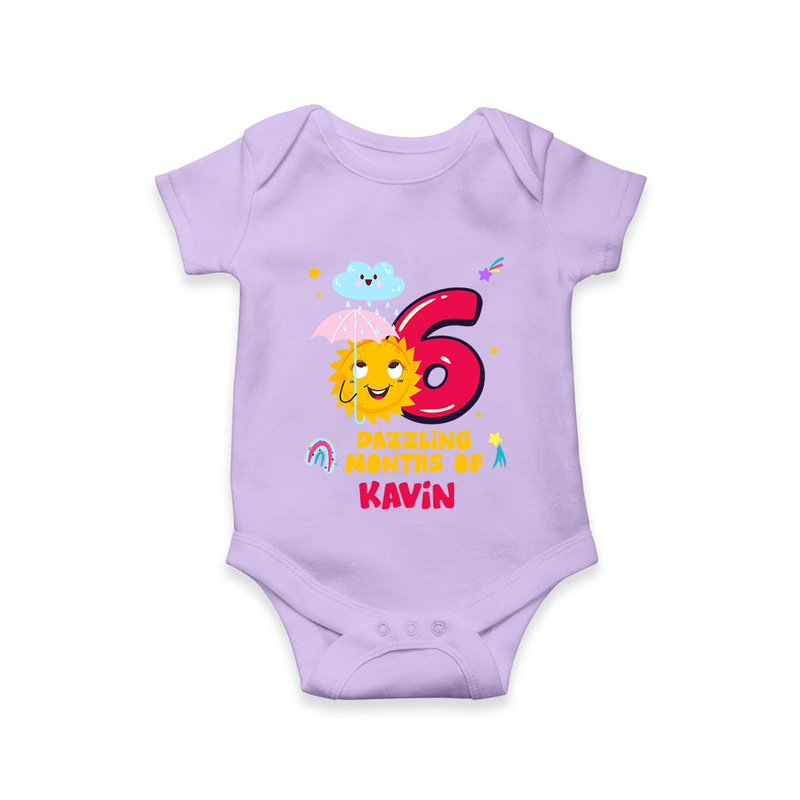 6th Month Baby Outfit | Personalized Romper/Onesie for Newborn | Milestone Gift Idea - LILAC - New Born (Chest 14")