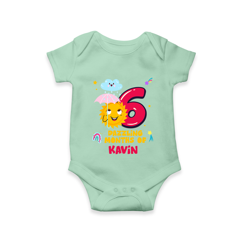 6th Month Baby Outfit | Personalized Romper/Onesie for Newborn | Milestone Gift Idea - MINT GREEN - New Born (Chest 14")