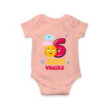 Celebrate The 6th Month Birthday Custom Romper, Personalized with your Little one's name - PEACH - 0 - 3 Months Old (Chest 16")