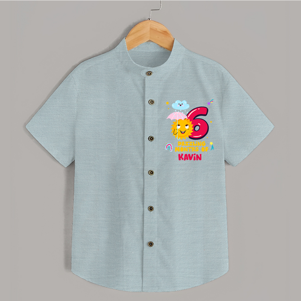 6th Month Baby Outfit | Personalized Shirt for Newborn | Milestone Gift Idea - ARCTIC BLUE - 0 - 6 Months Old (Chest 23")