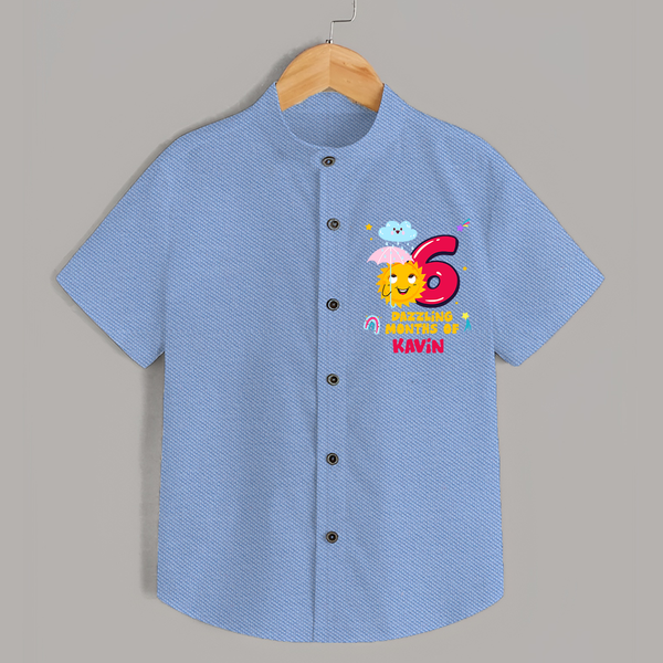 6th Month Baby Outfit | Personalized Shirt for Newborn | Milestone Gift Idea - SKY BLUE - 0 - 6 Months Old (Chest 23")