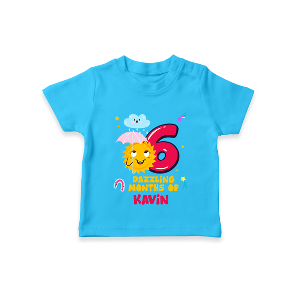 6th Month Baby Outfit | Personalized T-Shirt for Newborn | Milestone Gift Idea - SKY BLUE - 0-5 Months Old (Chest 17")