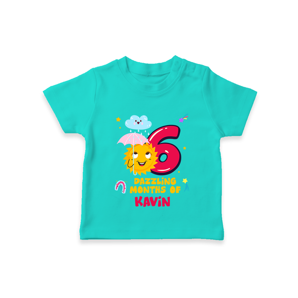 6th Month Baby Outfit | Personalized T-Shirt for Newborn | Milestone Gift Idea - TEAL - 0-5 Months Old (Chest 17")