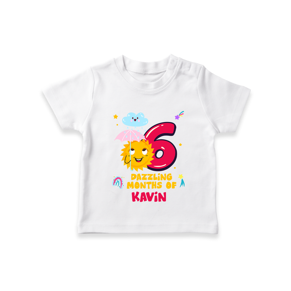 6th Month Baby Outfit | Personalized T-Shirt for Newborn | Milestone Gift Idea - WHITE - 0-5 Months Old (Chest 17")