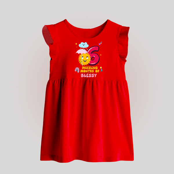 6th Month Baby Outfit | Personalized Baby Frock for Newborn | Milestone Gift Idea - RED - 0 - 3 Months Old (Chest 17")