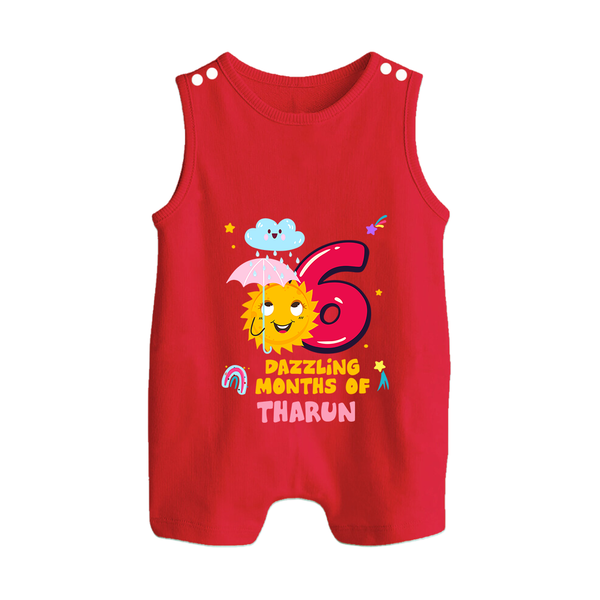 6th Month Baby Outfit | Personalized Romper Suit/ Sleeveless Romper for Newborn | Milestone Gift Idea - RED - 0 - 5 Months Old (Chest 18")