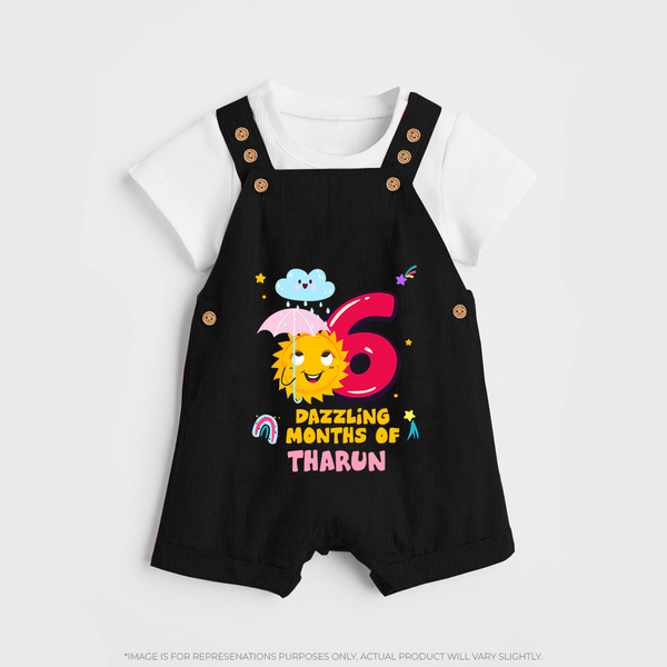 6th Month Baby Outfit | Personalized Dungaree Set for Newborn | Milestone Gift Idea - BLACK - 0 - 5 Months Old (Chest 18")