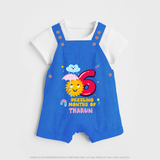 6th Month Baby Outfit | Personalized Dungaree Set for Newborn | Milestone Gift Idea - COBALT BLUE - 0 - 5 Months Old (Chest 18")