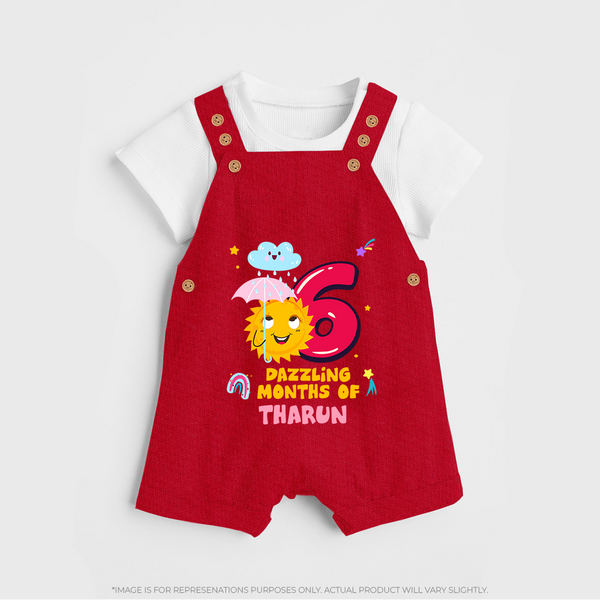 6th Month Baby Outfit | Personalized Dungaree Set for Newborn | Milestone Gift Idea - RED - 0 - 5 Months Old (Chest 18")