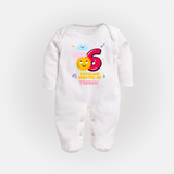 Mark Your BabyÕs 6-Month Celebration With Our Customized Baby Sleep Suit, Made For Joyful Celebrations - WHITE - New Born (Chest 7.5")