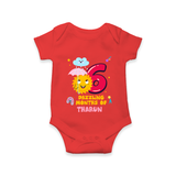 Mark Your BabyÕs 6-Month Celebration With Our Customized Baby Romper, Made For Joyful Celebrations - RED - 0 - 3 Months Old (Chest 16")