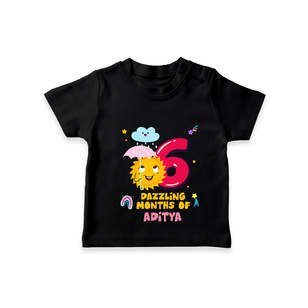 Celebrate The 6th Month Birthday with Personalized T-Shirt - BLACK - 0 - 5 Months Old (Chest 17")
