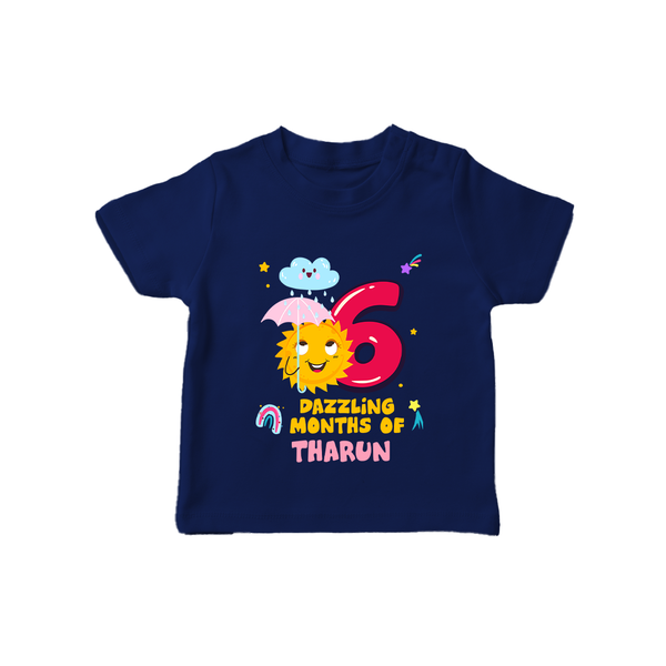 6th Month Baby Outfit | Personalized T-Shirt for Newborn | Milestone Gift Idea - NAVY BLUE - 0-5 Months Old (Chest 17")