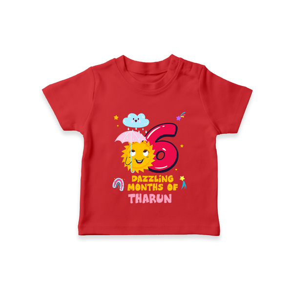 6th Month Baby Outfit | Personalized T-Shirt for Newborn | Milestone Gift Idea - RED - 0-5 Months Old (Chest 17")