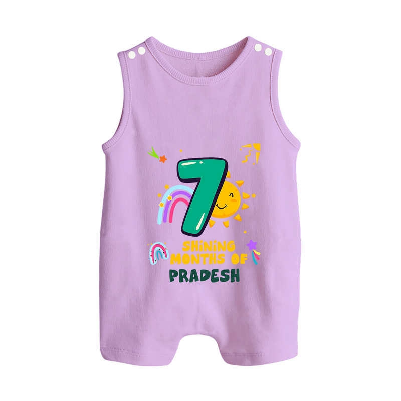 7th Month Baby Outfit | Personalized Romper Suit/ Sleeveless Romper for Newborn | Milestone Gift Idea - LILAC - 0 - 5 Months Old (Chest 18")