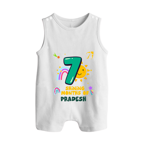 7th Month Baby Outfit | Personalized Romper Suit/ Sleeveless Romper for Newborn | Milestone Gift Idea - WHITE - 0 - 5 Months Old (Chest 18")