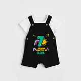 Celebrate The 7th Month Birthday Custom Dungaree set, Personalized with your Baby's name - BLACK - 0 - 5 Months Old (Chest 17")