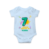 Mark Your BabyÕs 7-Month Celebration With Our Customized Baby Romper, Made For Joyful Celebrations - BABY BLUE - 0 - 3 Months Old (Chest 16")