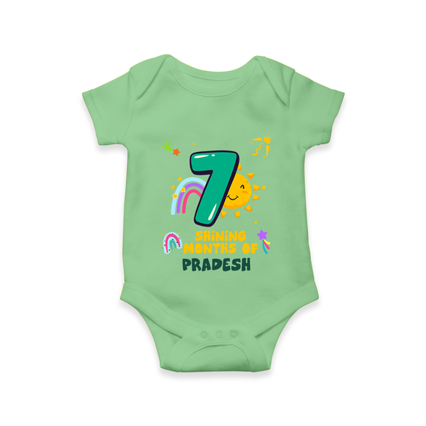 7th Month Baby Outfit | Personalized Romper/Onesie for Newborn | Milestone Gift Idea - GREEN - New Born (Chest 14")