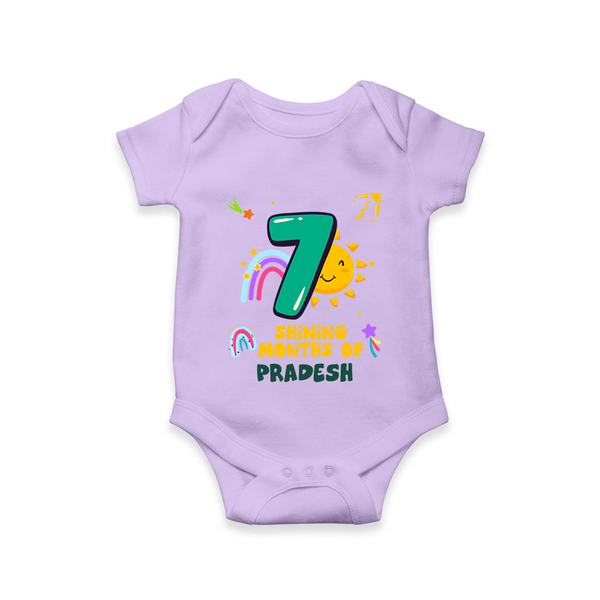 7th Month Baby Outfit | Personalized Romper/Onesie for Newborn | Milestone Gift Idea - LILAC - New Born (Chest 14")
