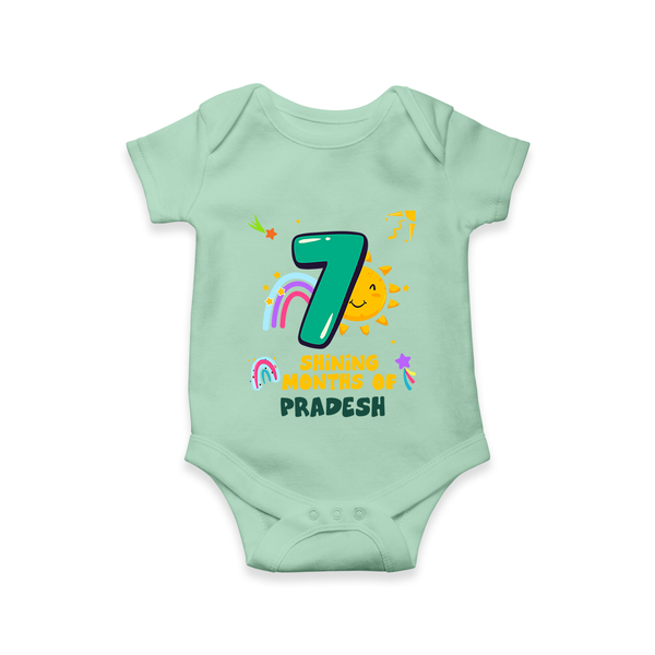 7th Month Baby Outfit | Personalized Romper/Onesie for Newborn | Milestone Gift Idea - MINT GREEN - New Born (Chest 14")