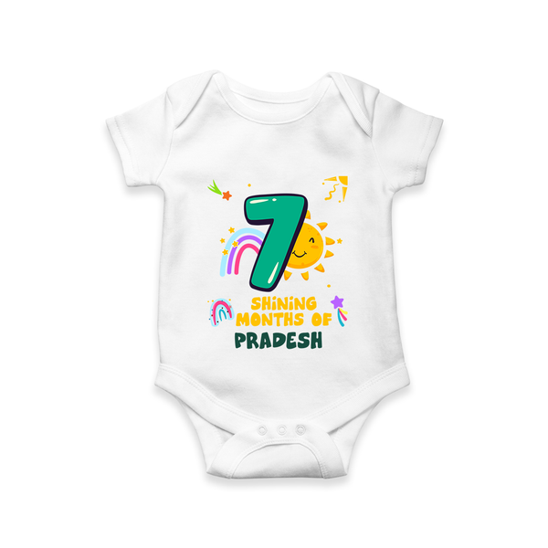 7th Month Baby Outfit | Personalized Romper/Onesie for Newborn | Milestone Gift Idea - WHITE - New Born (Chest 14")
