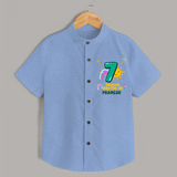 7th Month Baby Outfit | Personalized Shirt for Newborn | Milestone Gift Idea - SKY BLUE - 0 - 6 Months Old (Chest 23")