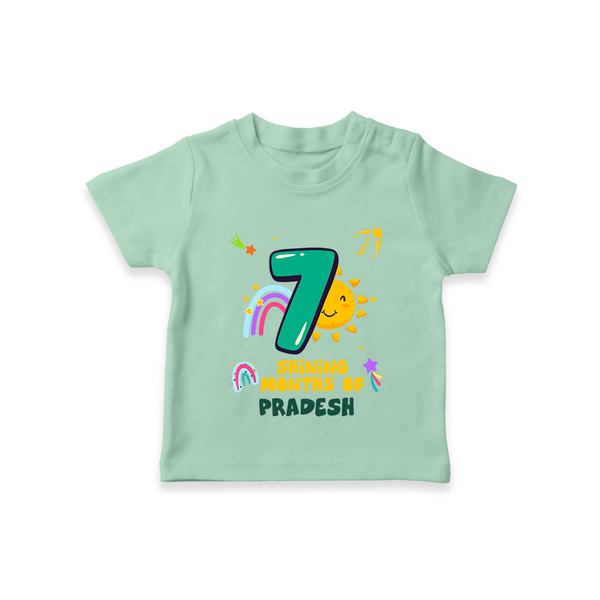7th Month Baby Outfit | Personalized T-Shirt for Newborn | Milestone Gift Idea - MINT GREEN - 0-5 Months Old (Chest 17")