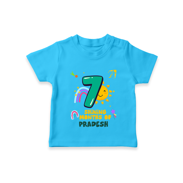 7th Month Baby Outfit | Personalized T-Shirt for Newborn | Milestone Gift Idea - SKY BLUE - 0-5 Months Old (Chest 17")