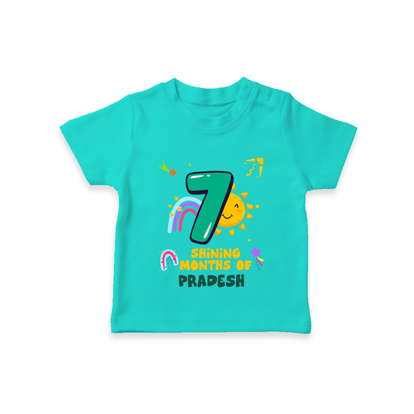 7th Month Baby Outfit | Personalized T-Shirt for Newborn | Milestone Gift Idea - TEAL - 0-5 Months Old (Chest 17")