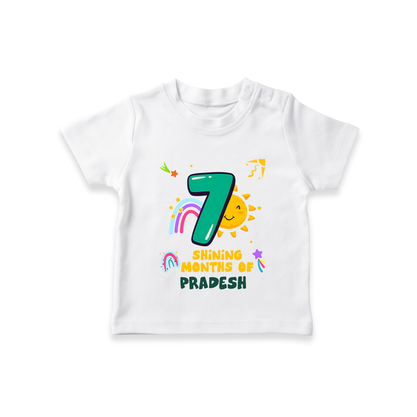 7th Month Baby Outfit | Personalized T-Shirt for Newborn | Milestone Gift Idea - WHITE - 0-5 Months Old (Chest 17")