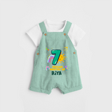 Celebrate The 7th Month Birthday Custom Dungaree set, Personalized with your Baby's name - LIGHT GREEN - 0 - 5 Months Old (Chest 17")