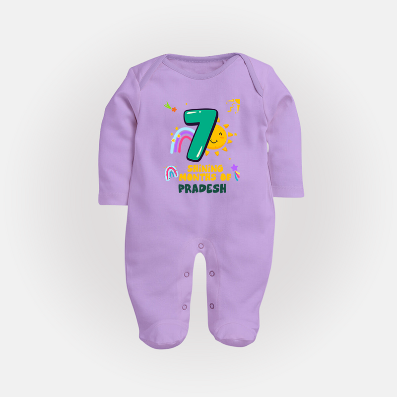 Mark Your BabyÕs 7-Month Celebration With Our Customized Baby Sleep Suit, Made For Joyful Celebrations - LILAC - New Born (Chest 7.5")