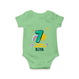 Celebrate The 7th Month Birthday Custom Romper, Personalized with your Little one's name - GREEN - 0 - 3 Months Old (Chest 16")